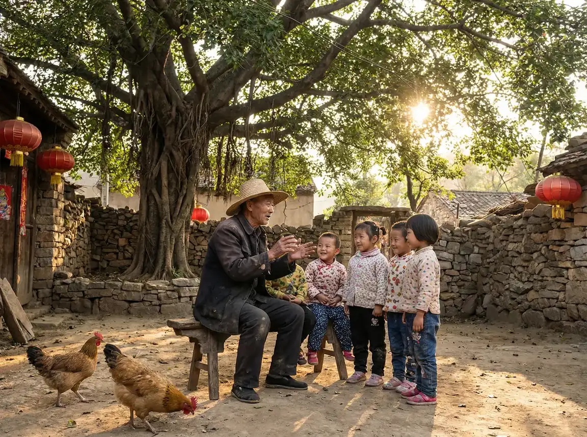 老人在大榕树下给孩子们讲故事 - 100款夜间必备APP免费下载 乡村记忆